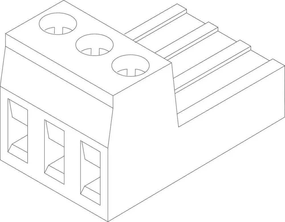Stecker von Bosch in schematischer Darstellung mit drei runden und zwei rechteckigen Anschlüssen, gefertigt aus grauem Material, ohne erkennbare Maße.